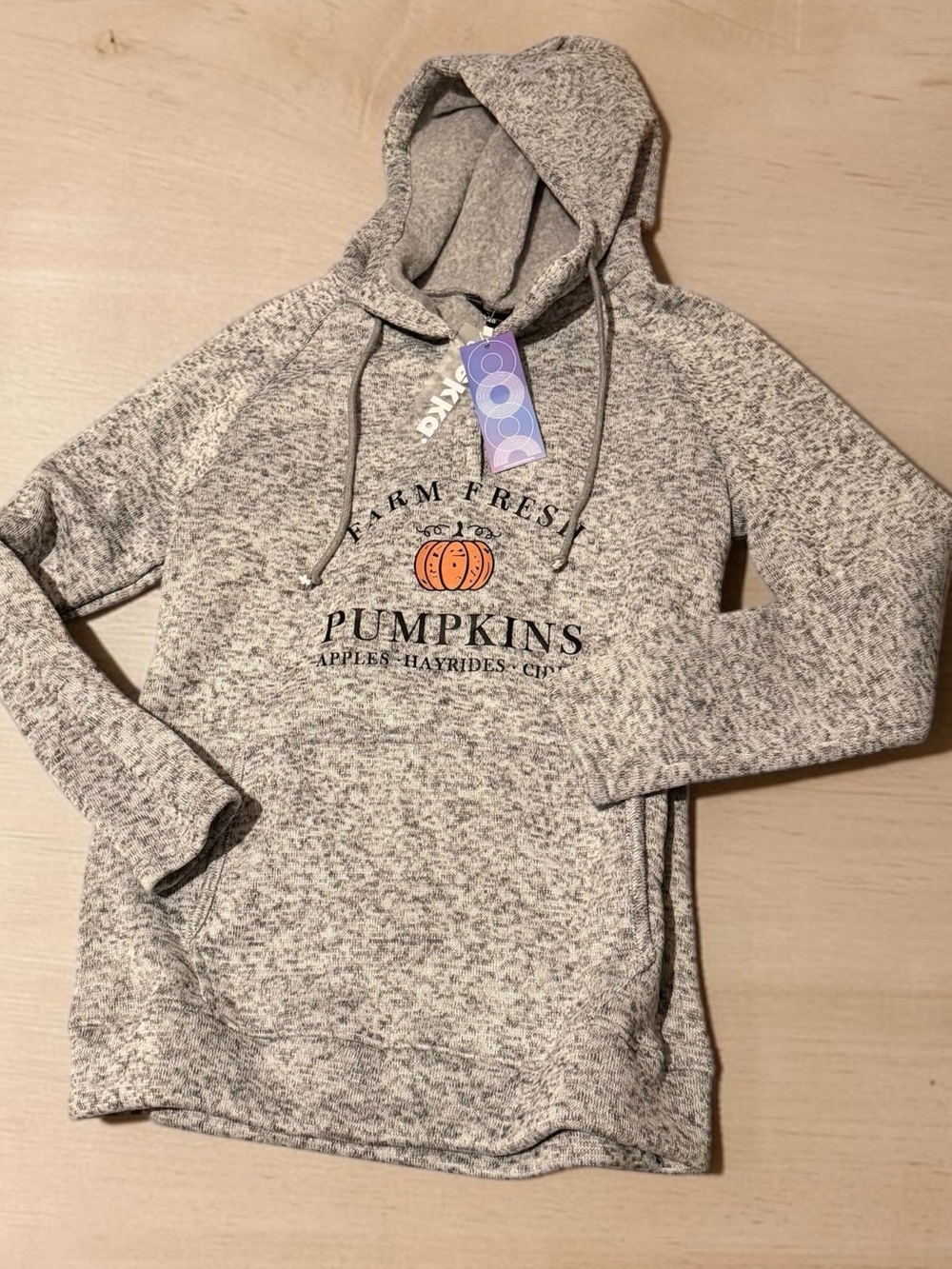 Hekka Fall Pumpkin Gray Hoddie Sweatshirt NWT